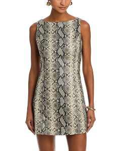 ���C���A���h�h�b�g ���f�B�[�X �g�b�v�X �����s�[�X �~�j ���U�[ �t�F�C�N���U�[ Line & Dot Python Faux Leather Mini Dress Python