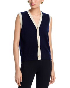 �A�N�A ���f�B�[�X �A�E�^�[ �j�b�g�E�Z�[�^�[ V�l�b�N �x�X�g AQUA 100% Cashmere V Neck Sweater Vest - Exclusive Peacoat/Ivory �A�C�{���[