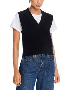 �A�N�A ���f�B�[�X �A�E�^�[ �j�b�g�E�Z�[�^�[ V�l�b�N �x�X�g AQUA 100% Cashmere Super Brushed V Neck Sweater Vest - Exclusive Black �u���b�N
