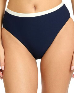 ���r���s�b�R�[�l ���f�B�[�X ���� �{�g���X�̂� �n�C�E�G�X�g Robin Piccone Tierna High Waist Bikini Bottom Navy/Cream �N���[��