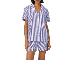 �x�b�h�w�b�h�p�W���} ���f�B�[�X �A�E�^�[ �p�[�J�[�E�X�E�F�b�g BedHead Pajamas BedHead Striped Short Sleeve Boxer Pajama Set Navy 3D Stripe �l�C�r�[