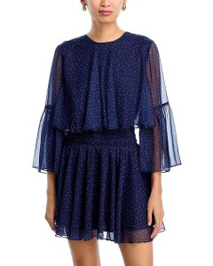 �A�N�A ���f�B�[�X �g�b�v�X �����s�[�X �t���� AQUA Ruffle Trim Smock Waist Dress - Exclusive Navy Multi �l�C�r�[
