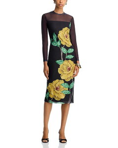 �A�N�A ���f�B�[�X �g�b�v�X �����s�[�X �t�����[�� ���b�V�� �~�f�B �t�����[ AQUA Mesh Floral Midi Dress - Exclusive Navy Multi �l�C�r�[