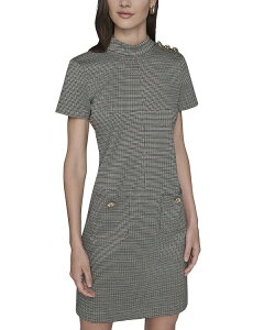 �J�[�� ���K�[�t�F���h ���f�B�[�X �g�b�v�X �����s�[�X �v�����g �~�j KARLAGERFELD PARIS Mini Houndstooth Print Dress Brown Multi �u���E��