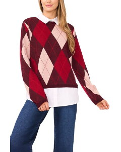 �Z�Z ���f�B�[�X �A�E�^�[ �j�b�g�E�Z�[�^�[ CeCe Layered Look Argyle Sweaterich Burgundy �o�[�K���f�B