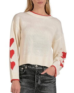 �G���� ���f�B�[�X �A�E�^�[ �j�b�g�E�Z�[�^�[ �N���[�l�b�N Elan Crewneck Heart Sleeve Sweater Off White �I�t�z���C�g