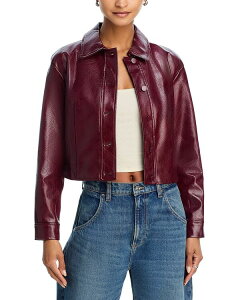 �A�N�A ���f�B�[�X �A�E�^�[ �W���P�b�g�E�u���]�� ���U�[ �t�F�C�N���U�[ AQUA Faux Leather Jacket - Exclusive Burgundy �o�[�K���f�B