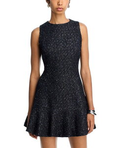 �A�N�A ���f�B�[�X �g�b�v�X �����s�[�X �~�j �c�C�[�h �m�[�X���[�u AQUA Bubble Tweed Sleeveless Mini Dress - Exclusive Black/Navy �u���b�N