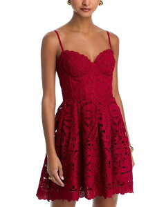 �A�N�A ���f�B�[�X �g�b�v�X �����s�[�X �m�[�X���[�u ���[�X AQUA Lace Bustier Sleeveless Dress - Exclusive Dark Red ���b�h