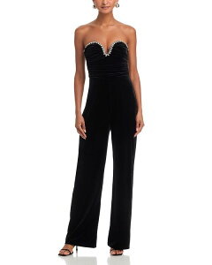 �A�N�A ���f�B�[�X �g�b�v�X �W�����v�X�[�c �x���x�b�g �X�g���b�v���X AQUA Strapless Velvet Jumpsuit - Exclusive Navy �l�C�r�[