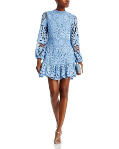 �A�N�A ���f�B�[�X �g�b�v�X �����s�[�X ���[�X AQUA Long Sleeve Lace Dress - Exclusive Blue �u���[