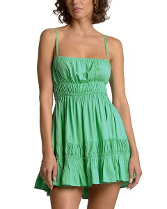 �G���� ���f�B�[�X �g�b�v�X �����s�[�X �I�[�v���o�b�N �~�j �V���[�����O Elan Smocked Open Back Swim Cover Up Mini Dress Jade