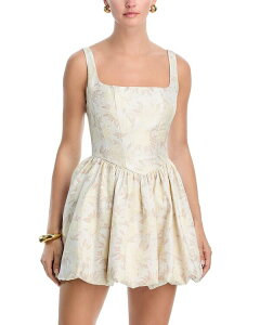 �A�N�A ���f�B�[�X �g�b�v�X �����s�[�X �t�����[�� �~�j �t�����[ AQUA Floral Brocade Bubble Mini Dress - Exclusive Ivory �A�C�{���[