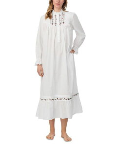 �G�C���[���E�F�X�g ���f�B�[�X �g�b�v�X �����s�[�X �n�C�l�b�N �R�b�g�� Eileen West Long Sleeve Cotton Lawn High Neck Nightgown White �z���C�g