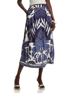 ���t�F�}���u�e ���f�B�[�X �{�g���X�J�[�g �v�����g �~�f�B La Fe Maraboute Printed Midi Skirt Stone Blue �u���[