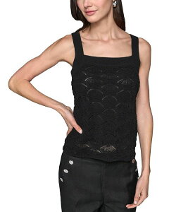 �J�[�� ���K�[�t�F���h ���f�B�[�X �g�b�v�X �^���N�g�b�v �Z�[�^�[ KARLAGERFELD PARIS Fan Detail Sweater Tank Top Black �u���b�N