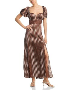 �A�N�A ���f�B�[�X �g�b�v�X �����s�[�X �h�b�g�� ���[�X�g���� �h�b�g ���[�X AQUA Polka Dot Lace Trim Dress - Exclusive Brown/whit �u���E��
