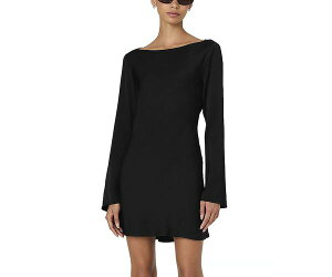 �t�����`�R�l�N�V���� ���f�B�[�X �g�b�v�X �����s�[�X �~�j �T�e�� FRENCH CONNECTION Ennisatin Bell Sleeve Mini Dress Black �u���b�N