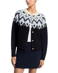 �A�N�A ���f�B�[�X �A�E�^�[ �J�[�f�B�K�� �N���[�l�b�N AQUA Fair Isle Crewneck Cardigan - Exclusive Navy �l�C�r�[