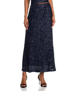 �A�N�A ���f�B�[�X �{�g���X�J�[�g �X�p���R�[�� �}�L�V AQUA Sequin Maxi Skirt- Exclusive Navy/Black �u���b�N