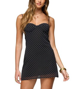 �A�f�B�N�e�b�h ���f�B�[�X �g�b�v�X �����s�[�X �h�b�g�� �V�t�H�� �h�b�g �~�j Edikted Polka Dot Cupped Chiffon Mini Dress Black �u���b�N