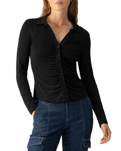 �T���N�`���A���[ ���f�B�[�X �g�b�v�X �V���c �M���U�[ �j�b�g Sanctuary Dreamgirl Ruched Knit Shirt Black �u���b�N