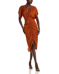 �X�e�B�[�u �}�f�� ���f�B�[�X �g�b�v�X �����s�[�X �M���U�[ �~�f�B STEVE MADDEN Aimee Ruched Midi Dress Gingerbread