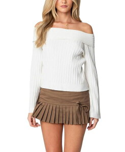 �A�f�B�N�e�b�h ���f�B�[�X �A�E�^�[ �j�b�g�E�Z�[�^�[ ���u Edikted Brandy Fold Overibbed Sweater White �z���C�g