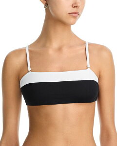 �A�N�A ���f�B�[�X ���� �g�b�v�̂� AQUA Color Blocked Bandeau Bikini Top - Exclusive White/Black �z���C�g