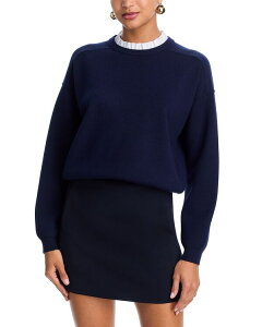 �A�N�A ���f�B�[�X �A�E�^�[ �j�b�g�E�Z�[�^�[ �N���[�l�b�N �t���� AQUA Ruffle Crewneck Sweater - Exclusive Navy �l�C�r�[