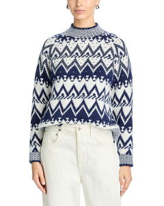 �A�N�A ���f�B�[�X �A�E�^�[ �j�b�g�E�Z�[�^�[ AQUA Studded Fair Isle Sweater - Exclusive Navy/Ivory �A�C�{���[