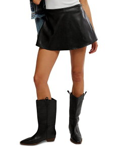 �t���[�s�[�v�� ���f�B�[�X �{�g���X�J�[�g ���U�[ �t�F�C�N���U�[ Free People Paradise Found Faux Leather Skort Black �u���b�N
