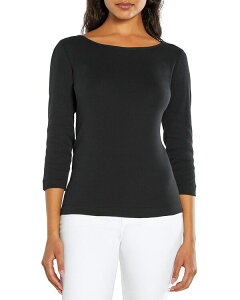 �X���[�h�b�c ���f�B�[�X �g�b�v�X T�V���c Three Dots Boat Neck Tee Black �u���b�N