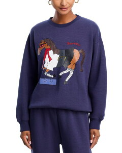 �A�N�A ���f�B�[�X �A�E�^�[ �p�[�J�[�E�X�E�F�b�g �V���c �O���t�B�b�N AQUA Haute To Trot Graphic Sweatshirt - Exclusive Navy �l�C�r�[