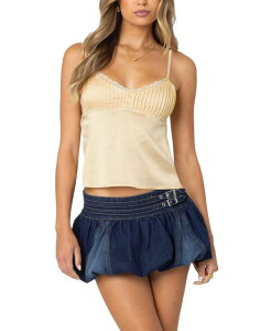 �A�f�B�N�e�b�h ���f�B�[�X �g�b�v�X �^���N�g�b�v ���[�X�g���� �T�e�� ���[�X Edikted Blanca Satin Lace Trim Tank Top Yellow �C�G���[