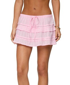 �A�f�B�N�e�b�h ���f�B�[�X �{�g���X�J�[�g �t���� �~�j �R�b�g�� �h�J Edikted Embroidered Cotton Ruffle Mini Skirt Pink �s���N