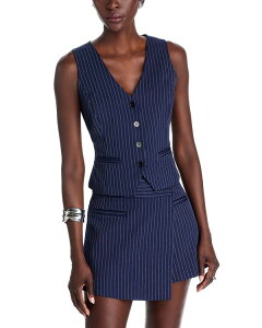 �A�N�A ���f�B�[�X �A�E�^�[ �x�X�g AQUA Pinstriped Vest - Exclusive Navy/White �z���C�g