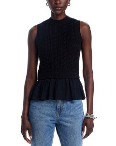 525 �A�����J ���f�B�[�X �g�b�v�X �^���N�g�b�v 525 America 525 Camilia Mixed Media Cable Tank Top Black �u���b�N
