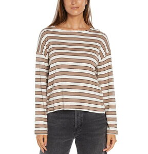 �X���[�h�b�c ���f�B�[�X �g�b�v�X �V���c Three Dots Rumi Striped Boat Neck Top Egret/ Taupe �g�[�v