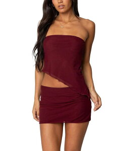 �A�f�B�N�e�b�h ���f�B�[�X �g�b�v�X �V���c �A�V�����g���[ ���b�V�� Edikted Vivi Mesh Asymmetric Tube Top Burgundy �o�[�K���f�B