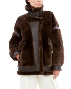 �_�E�����r�[ ���f�B�[�X �A�E�^�[ �R�[�g ���U�[ Dawn Levy Sean Geniune Shearling & Leather Coat Chocolate �`���R���[�g