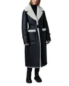 �}�b�J�[�W�� ���f�B�[�X �A�E�^�[ �R�[�g �_�E�� Mackage Sabreen Shearling Beltedown Coat Black �u���b�N
