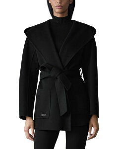 �}�b�J�[�W�� ���f�B�[�X �A�E�^�[ �R�[�g �E�[�� Mackage Paya Wool Wrap Coat with Sash Belt Black �u���b�N