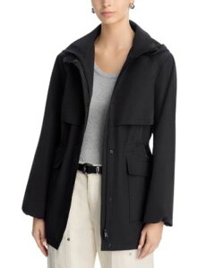 �A�N�A ���f�B�[�X �A�E�^�[ �R�[�g ���b�N�l�b�N AQUA Mock Neck Raincoat - Exclusive Black �u���b�N