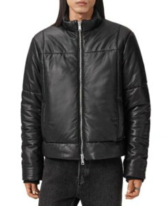 �I�[���Z�C���c �����Y �A�E�^�[ �W���P�b�g�E�u���]�� ���U�[ ALLSAINTS Furse Leather Puffer Jacket Black �u���b�N