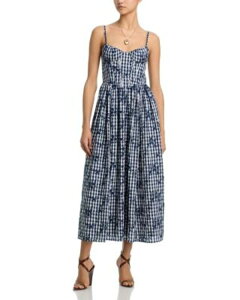 �A�N�A ���f�B�[�X �g�b�v�X �����s�[�X �M���K���`�F�b�N �h�J �M���K�� AQUA Embroidered Gingham Dress - Exclusive Navy/White �z���C�g
