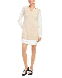 �t�B�t�e�B�[���g�D�G���e�B ���f�B�[�X �A�E�^�[ �x�X�g Fifteen Twenty Elora Mixed Media Vest Dress Oatmeal �I�[�g�~�[��