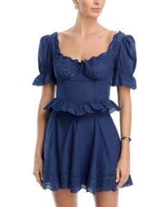 �A�N�A ���f�B�[�X �g�b�v�X �V���c �N���b�v�h AQUA Peplum Waist Cropped Top - Exclusive Navy �l�C�r�[