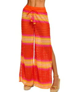 ���C�~�[ �u���b�N ���f�B�[�X �{�g���X �J�W���A���p���c Ramy Brook Larsa Swim Cover-Upants Vivid Orange Crochet �I�����W