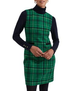 �z�b�u�X�����h�� ���f�B�[�X �g�b�v�X �����s�[�X �E�[�� HOBBS LONDON Margot Plaid Wool Sheath Dress Green Multi �O���[��